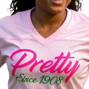 Camiseta AKA con cuello en V para mujer, camiseta de algodón con letras verdes y rosas, ropa griega informal de manga corta, Top cómodo de verano - Product Image 3