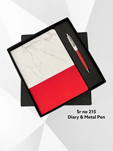 <b>Diary</b> Metal Pen Set <b>A5</b> PU Hardcover Orange Marble Design Gift for Office Business Use 100 Sheets UV Printing Model APGOI-SR-215 - Product Image 2