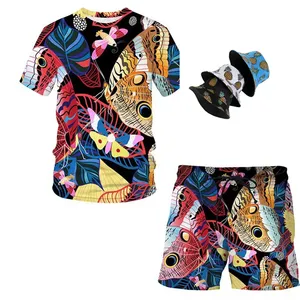Customized Men Summer Plus Size 2-Piece Short Set with Side <b>Strip</b> Custom Logo Print 100% Cotton Heavy GSM - Product Image 3