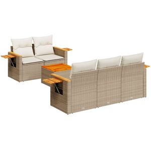 Conjunto de Sofás Modulares Grandes de Ratán Sintético PE Beige para Jardín, Muebles Modulares Cómodos para Exteriores - Product Image 2