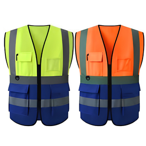 Gilet de sécurité routière réfléchissant haute visibilité en polyester unisexe orange jaune vert citron avec poches et fermeture éclair détachable - Product Image 3