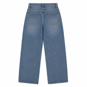 Vintage Eco-Friendly Mid Waist Rush Denim Jeans Men Loose Fit Washed Cotton Streetwear Wide Leg Casual Pants OEM ODM Wholesale - Product Image 4