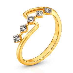 Bague ouverte géométrique à cinq diamants en or 14 carats pour femme, luxe, diamants cultivés en laboratoire - Product Image 2