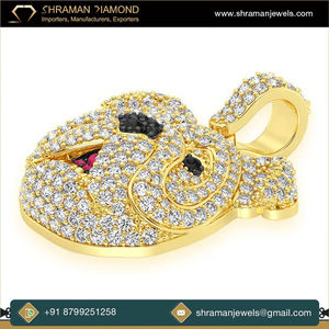 SHRAMAN JEWELS Colgante Personalizado de Plata 925 Bañado en Oro con Cabeza de Bulldog y Diamante Cultivado de 1.66ct, Estilo Hip Hop - Product Image 2