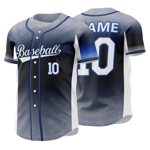 Sublimation Jersey Blank Plain Hip Hop Hipster Baseball Jersey Button <b>Down</b> Shirts Sports Uniforms for Men Jersey - Product Image 1