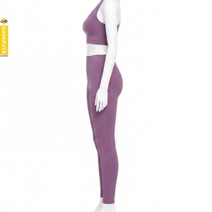 Conjuntos de Yoga SAMAVIA para Hombre, de Alta Calidad, 2 Piezas, Color Morado Sólido, Leggings Largos de Cintura Media, Top Corto, Transpirable y Ecológico - Product Image 3