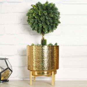 Juego de Macetas Modernas de Lujo en Metal Dorado Brillante – Recipientes Cilíndricos Pulidos para Plantas de Interior, Suculentas y Adornos de Mesa - Product Image 5