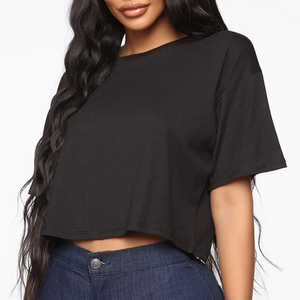 High Quality Eco-Friendly 100% Cotton O-Neck <b>Crop</b> <b>Top</b> T-Shirt Women Plus Size Quick Dry Summer Custom Logo Anti-Wrinkle - Product Image 5