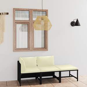 Ensemble de salon de jardin noir et blanc crème - Product Image 1