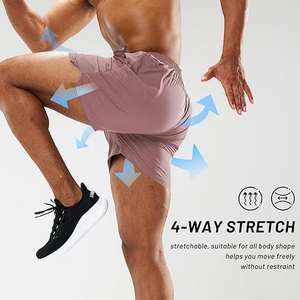 Pantalones Cortos Deportivos para Hombre, Color Morado Sólido, de Secado Rápido, con Bolsillos, Cintura Elástica, Casuales - Product Image 3