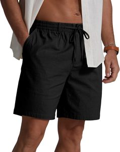 Shorts décontractés en coton tricoté pour hommes, taille élastique avec cordon de serrage, shorts de plage d'été, shorts personnalisés avec logo, fournisseur en gros - Product Image 5