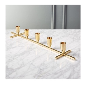 Ensemble de bougeoirs modernes en or pour bougies coniques, support de bougie géométrique minimaliste en métal pour centres de table de mariage et tables à manger - Product Image 4
