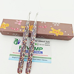 Pince à épiler de précision en acier inoxydable à 45 degrés pour faux cils, emballage en boîte à thème dollar, pince à épiler pour extensions de cils - Product Image 2