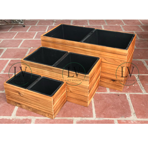 Maceta Artesanal de Madera de Acacia con 3 Compartimentos, Jardinera de Madera Natural para Decoración de Jardín Exterior, Venta al por Mayor desde Vietnam - Product Image 4