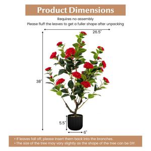 2 Pezzi Albero di Camelia Artificiale in Plastica da 38 Pollici, Pianta Finta in Cemento per Decorazioni di Matrimoni, Natale, Capodanno e Compleanni - Product Image 2