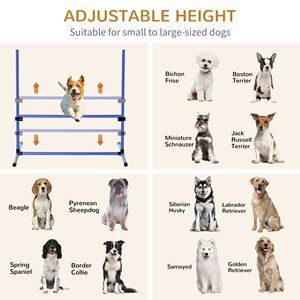Set di 6 Pezzi Blu per Agility Canina, Barre Regolabili in Altezza con Borsa per il Trasporto, Barra Superiore Rimovibile per Addestramento Animali Domestici - Product Image 4