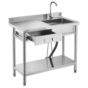 Évier utilitaire à bol unique en acier inoxydable autoportant avec robinet pour cuisine commerciale 39,4 x 19,7 x 37 pour garage restaurant - Product Image 1