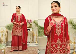 Ensemble Salwar Kameez en Chinon Lourd et Élégant avec Broderies Riches – Tenue de Soirée Ethnique Chic pour Femme – Collection Fêtes - Product Image 5