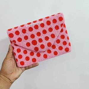 Handmade Lightweight Beaded Clutch Bag Rectangular <b>Envelope</b> Purse Ethnic Geometric Pattern Handbag Needlework Detachable Chain - Product Image 4
