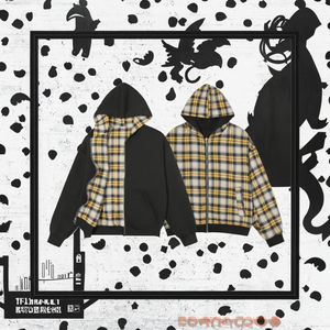 Digital Printing Reverse-Wear Street Classic Trend Outwear <b>Rhinestone</b> Men Winter Fall Oversized Plaid Stripe Hoodie <b>Jacket</b> - Product Image 5