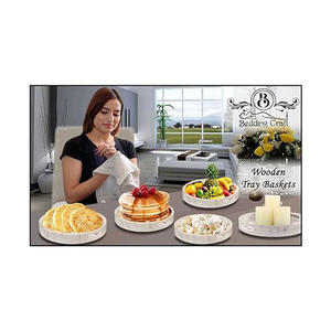 Bandeja de Servir Rectangular de Madera Refinada de Brownwood Handicrafts, Acabado Atemporal, Diseño Floral, Grado Comercial, Multifuncional - Product Image 4