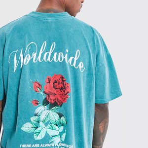 เสื้อยืดคอตตอนแท้ 100% แบบย้อมสีเอซิดสำหรับผู้ชาย สไตล์สตรีทแวร์ ฮิปฮอป วินเทจ แห้งเร็ว คอกลม - Product Image 6
