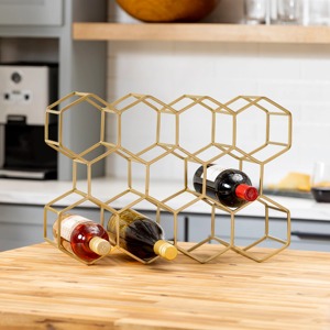 Porte-bouteille à vin en métal moderne, support de présentation élégant et incurvé pour table - Product Image 4