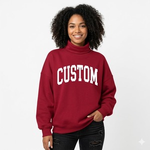 Sweat-shirt oversize à col montant pour femme, broderie 3D personnalisée de haute qualité, respirant et écologique. - Product Image 5