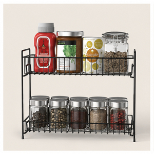 2-Tier Metal <b>Kitchen</b> Countertop Spice Rack Organizer Storage Shelf for Masala Jars & Condiments <b>Pantry</b> Standing Rack - Product Image 3