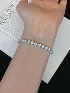 Round Brilliant Cut Moissanite Tennis <b>Bracelet</b> For Women's Solid Gold <b>White</b> Color Fashion Fine Jewelry Classic Wedding Jewelry - Product Image 3