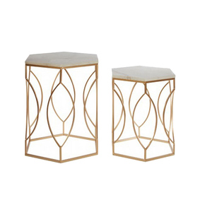 Contemporary Home Metal <b>Nesting</b> <b>Tables</b> With Metal Top Space Saving Design Ideal For Modern Furniture Collection - Product Image 2