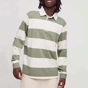 Camisetas de rugby para hombre de alta calidad con logotipo bordado en la parte delantera, personalizables, de tela, manga larga, a rayas, tipo polo, para entrenamiento. - Product Image 2