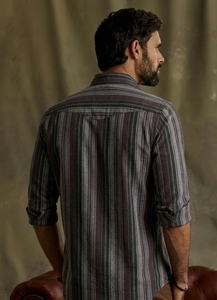 Enovate เสื้อเชิ้ตผู้ชายลายทางแขนยาวคอตตอนทอสไตล์ฤดูร้อนระบายอากาศได้กระดุมสองแถว - Product Image 3