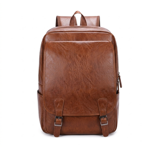 Men's Fashionable Geometric Waterproof PU Leather Laptop <b>Backpack</b> USB Polyester Lining Zipper Closure for College Office Travel - Product Image 4