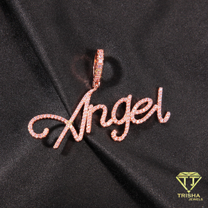 Collar con Colgante de Ángel de Moissanita Personalizado de Lujo, Diseño de Letra con Incrustaciones de Diamantes, Joyería con Nombre Personalizado, Moda Hip Hop - Product Image 1