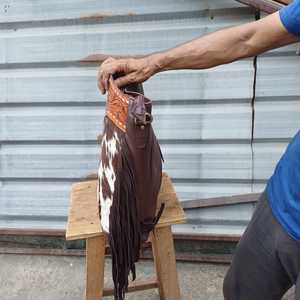Bolso Bandolera de Cuero Vacuno con Piel de Vaca, Bolso de Hombro de Cuero Genuino con Patrón Lichee, Estilo Minimalista, Cierre Abierto, Uso Diario - Product Image 2