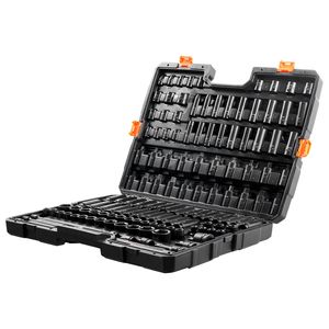 Set di chiavi a bussola a impatto da 130 pezzi, attacco da 3/8 e 1/2 pollici, metrico e SAE, in acciaio legato Cr-Mo a 6 punte con indicazione facile, per riparazioni auto, misure 22mm e 18mm - Product Image 2