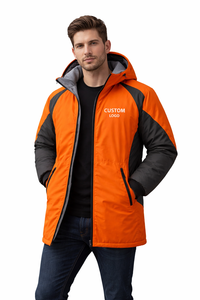 Chaqueta de Natación Personalizada OEM, Impermeable, Color Negro y Naranja, con Capucha, Forro Polar, Chaqueta Larga para Equipo de Natación de Invierno - Product Image 2