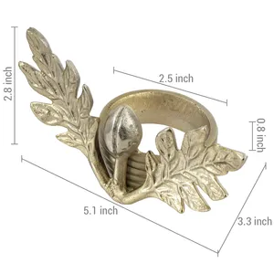 Modern Leaf Shape Eco-Friendly Napkin Rings Zinc Alloy Durable Party Table Decoration 5 Cm Width Lavie Creations - Product Image 4