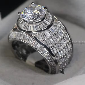 Anillo de Hip Hop con Diamantes de Imitación Moissanite para Hombre y Mujer, Regalo de Aniversario, Plata de Ley 925 con Baño de Rodio, Anillo para el Dedo Muñeca - Product Image 5