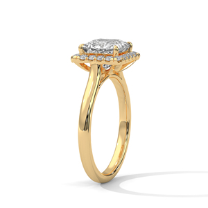 Anillo de Compromiso con Halo de Diamantes Cultivados en Laboratorio, Corte Princesa, en Oro Amarillo de 14K, Certificado GRA, Anillo de Boda de Lujo, Gran Venta - Product Image 2