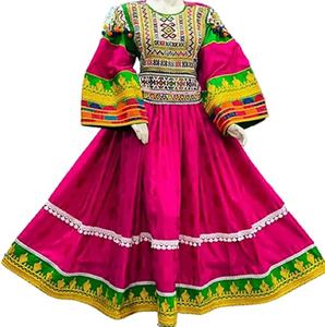 อัฟกัน Kuchi Pashtun ชุดเดรสวันพีซโบราณ,ชุดเดรสชนเผ่าแฮนด์เมดขนาดกลางสำหรับงานปาร์ตี้ชุดสีชมพู2023 - Product Image 2