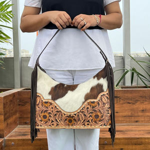 Personalizado al por mayor OEM 2025 mano tooled cuero de vaca señoras flecos bolso de hombro de cuero genuino de lujo del diseñador de las mujeres - Product Image 4