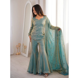 Ensemble Palazzo en Soie Douce de Qualité Supérieure pour Femme – Tenue Quotidienne Confortable – Ensemble Kurta Décontracté – Fournisseur en Gros Inde - Product Image 1