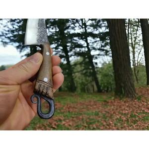 มีดเหล็กกล้าคาร์บอนสูงคุณภาพสูง ตีขึ้นรูปด้วยมือ สไตล์โบราณยุคกลาง ด้ามจับเต็มด้าม พร้อมปลอกหนัง - Product Image 5