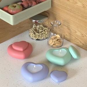 Heart Shaped Heart Storage Jar Box Aromatherapy Candle Cup Candle Holder Gypsum Epoxy <b>Resin</b> Candle <b>Silicone</b> <b>Mold</b> - Product Image 2