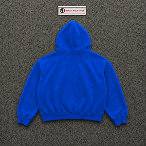 Sweat à capuche zippé bleu décontracté pour homme - Cash Talk - Coupe oversize en polaire brodée pour l'hiver - 100% coton - Product Image 6