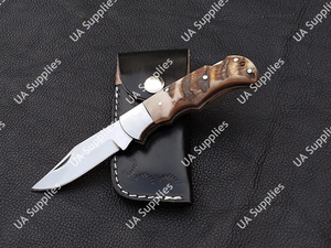 Couteau pliant professionnel artisanal en acier inoxydable pour la chasse, le camping et les activités de plein air, OEM/ODM, verrouillage arrière, manche en résine époxy, 58 HRC, garantie 3 ans - Product Image 6