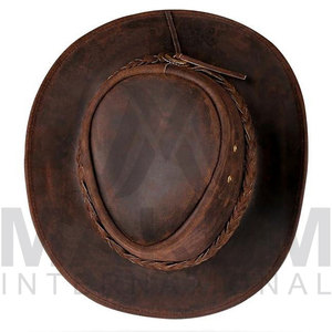 Sombrero de Vaquero de Cuero Personalizado Unisex con Ala Ancha Redondeada, Sombreros de Vaquero de Cuero Vacuno - Product Image 4