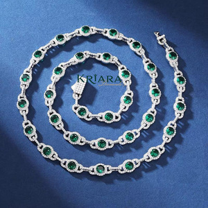Collar de Plata S925 con Moissanita para Mujer, Corte Brillante Redondo, Cadena de Eslabones, Chapado en Rodio, Joyería de Lujo para Fiestas - Product Image 1